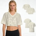 thumbnail image 1 of Women's Cropped Football Top Jersey, Ocasio #64 Fashion Jersey, Mesh Athleisure T-shirt for Streetwear & Game Day, S, 1 of 5