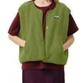 thumbnail image 1 of Women's Cropped Fuzzy Vest Casual Button Down Sleeveless Teddy Jacket Gilet Outerwear Coat, 1 of 7