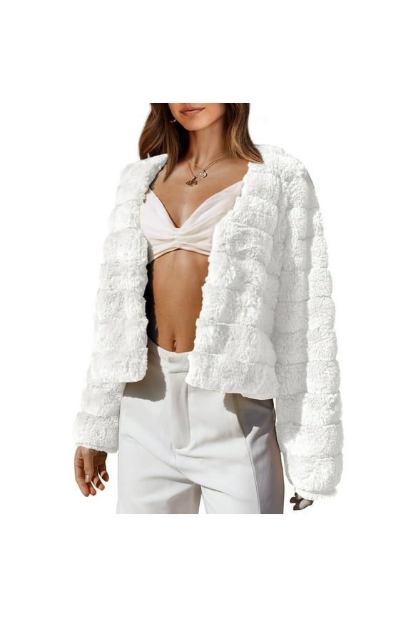 Women's Cropped Jacket Fall Winter Fashion Soft Long Sleeve Open Front Short Coat Outerwear Soft Front Zip Turtleneck Sweatshirt Extra Large Women Jackets Full Zip Women Warm up Jacket Women Petite