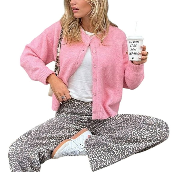 Women’s Cropped Knit Cardigan Sweater Lightweight Cotton Y2K Style Fall Fashion Top Women's knitted jacket