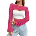 thumbnail image 1 of Women’s Cropped Knit Shrug Top Lightweight Bell Sleeve Summer Cover-Up, Soft Breathable Cropped Cardigan Shrug for Casual & Beach, Cropped Shrug Women, 1 of 11
