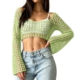 thumbnail image 1 of Women's Cropped Knit Shrug Top Lightweight Bell Sleeve Summer Cover-Up, Soft Breathable Cropped Cardigan Shrug for Casual & Beach, Cropped Shrug Women, 1 of 6