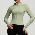 thumbnail image 1 of Women's Cropped Lightweight Stretchy Running Track Jackets Zip up Long Sleeve Athletic Yoga Tops with Thumb Holes Daily Travel Sun Protection Outfits, 1 of 5