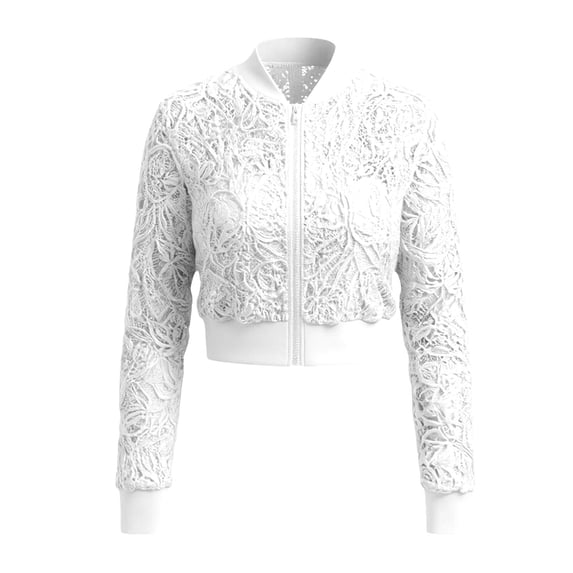 Women's Cropped Long Sleeve Slim Jacquard Zip Up Jacket Top, Cropped Zip Up Jacket for Women, Slim Jacquard Zip Up Top Outerwear, Versatile Fashion Streetwear for Spring Fall White