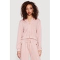 thumbnail image 1 of Women's Cropped Long Sleeve Zip Front Drawstring Hoodie, 1 of 4