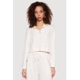 thumbnail image 1 of Women's Cropped Long Sleeve Zip Front Drawstring Hoodie, 1 of 4