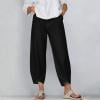 Women’s Cropped Pants Petal Hem Casual Loose Jean Look Pants Wide Leg Versatile Faux Denim Pants with Pockets ,Black,XXL