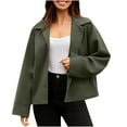 thumbnail image 1 of Women's Cropped Pea Coat Single Breasted Notch Lapel Lightweight Oversized Fall Winter Office-Ready Minimalist Outerwear Essential Jacket, 1 of 8