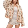 thumbnail image 1 of Women's Cropped Puffer Jacket Floral Print Quilted Puffer Jackets Open Front Lightweight Short Jacket Trendy, 1 of 6