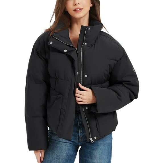 Women's Cropped Puffer Jacket Long Sleeve Lightweight Quilted Winter Jacket Packable Coats