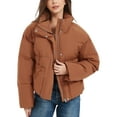 thumbnail image 1 of Women's Cropped Puffer Jacket Long Sleeve Lightweight Quilted Winter Jacket Packable Coats, 1 of 6