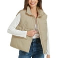 thumbnail image 1 of Women's Cropped Puffer Vest Stand Collar Lightweight Sleeveless Crop Padded Vest Zip Up Gilet Coat, 1 of 7