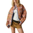 thumbnail image 1 of Women's Cropped Quilted Jacket Floral Printed LightWeight Padded Puffer Cardigan Coat Outwear, 1 of 8
