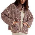 thumbnail image 1 of Lentta Women's Cropped Quilted Jacket Floral Printed LightWeight Padded Puffer Cardigan Coat Outwear, 1 of 8