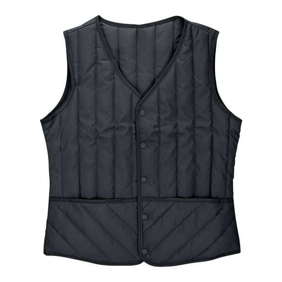 Women's Cropped Quilted Puffer Vest V-Neck Button Down Design Lightweight Warm Gilet with Pockets Street Style Fashion Layer