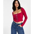 thumbnail image 1 of Women's Cropped Ribbed Long-Sleeve Corset Top Royal Amaryllis XXS, 1 of 1
