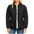 thumbnail image 1 of Women's Cropped Stand Collar Puffer Jacket - Lightweight Full Zip Quilted Cotton-Padded Coat, Baggy Warm Winter Outerwear with Pockets, 1 of 4
