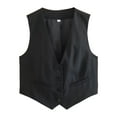 thumbnail image 1 of Women's Cropped Suit Vest Dressy Button Down Jacket Elegant Formal Tailored Stylish Layering Piece, 1 of 2