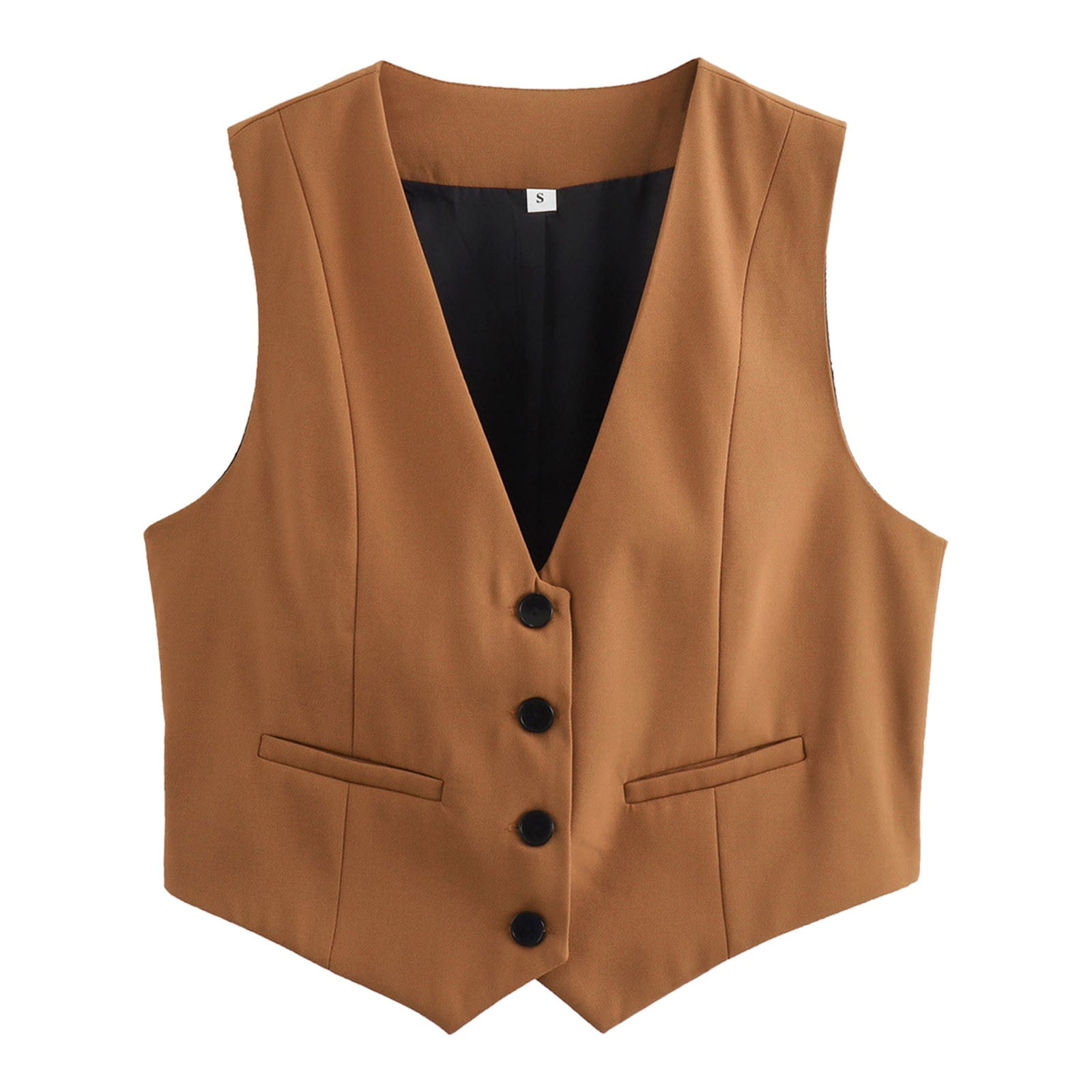 Women's Cropped Suit Vest Dressy V Neck Button Down Jacket Vest Women Running Boys Leather Vest with Pockets Plaid Vest Womens Fall Top Womens Vest Zip Ladies Autumn Sleeveless Outwear Battery Vest