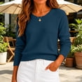 thumbnail image 1 of Women's Cropped Sweater Neck Long Sleeve Knit Pullover Casual Lightweight Soft Sweater Top for Fall Winter, 1 of 3