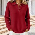 thumbnail image 1 of Women's Cropped Sweater Polo Collared Button up Long Sleeve Pullover Sweaters, 1 of 5