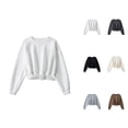 thumbnail image 1 of Women's Cropped Sweatshirt 2025 Fall Winter Long Sleeve Crewneck Plain Tunic Sweat Shirts Pullover Tops, 1 of 1