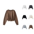 thumbnail image 1 of Women's Cropped Sweatshirt 2025 Fall Winter Long Sleeve Crewneck Plain Tunic Sweat Shirts Pullover Tops, 1 of 1