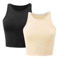 thumbnail image 1 of Women's Cropped Tank Top 2 Pack, Sleeveless High Neck Racerback Workout Athletic Tank Tops, 1 of 3