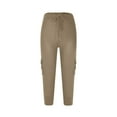 thumbnail image 1 of Women's Cropped Trousers 3/4 Length Elastic Waist Jogger Pants Comfy Tight Solid Drawstring Capri Pants with Pockets Lightweight Stretchy Gym Sports Leggings Jogging Bottoms, 1 of 7