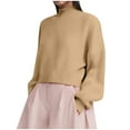 thumbnail image 1 of Women's Cropped Turtleneck Sweater Ribbed Knit Pullover Soft Comfortable Casual Winter Fashion Top, 1 of 1