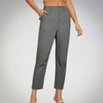 thumbnail image 1 of Women's Cropped Work Pants High Waisted Business Casual Tapered Leg Trousers with Pockets, 1 of 6