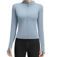 thumbnail image 1 of Women's Cropped Workout Jacket Long Sleeve Slim Fit Lightweight Athletic Yoga Tops Full Zip Running Fitness Clothing, 1 of 3