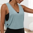 thumbnail image 1 of Women's Cropped Workout Tank Top, Sleeveless V-Neck Loose Fit Yoga Tank Side Cutouts, Lightweight Breathable Athletic Top for Gym, Running, and Daily Wear Light Blue M, 1 of 9