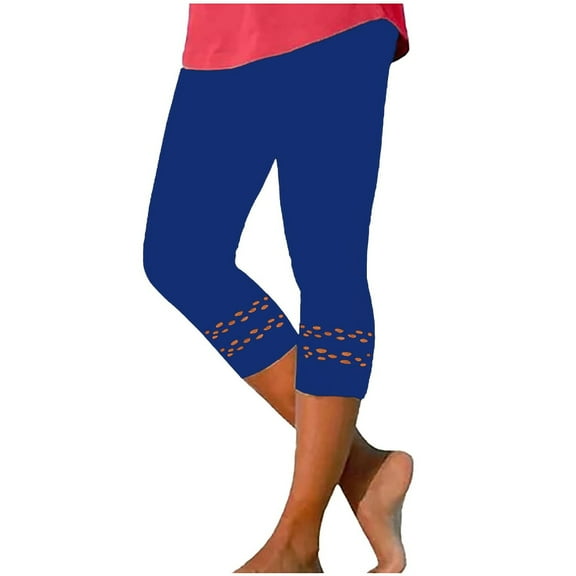 Women's Cropped Yoga Pants - Mesh Panel Workout Leggings, Stretchy Compression Capris (S-XXXL, 10 Colors) | Yubnlvae (Blue | S)