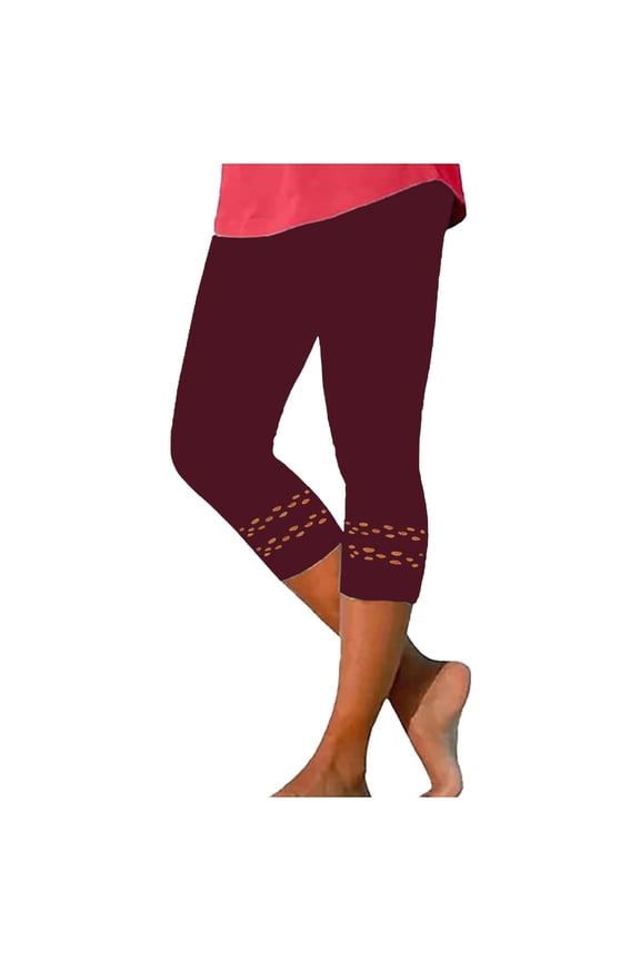 Women's Cropped Yoga Pants - Mesh Panel Workout Leggings, Stretchy Compression Capris (S-XXXL, 10 Colors) | Yubnlvae (Red | XXL)