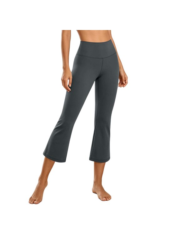 Women's Cropped Yoga Pants with Pockets Capri Flare Leggings Flared Lightweight Strentch Workout Pants