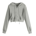 thumbnail image 1 of Women's Cropped Zip Up Hoodie Drawstring Trendy Y2k Crop Tops Sweatshirt Jacket with Pockets, 1 of 5