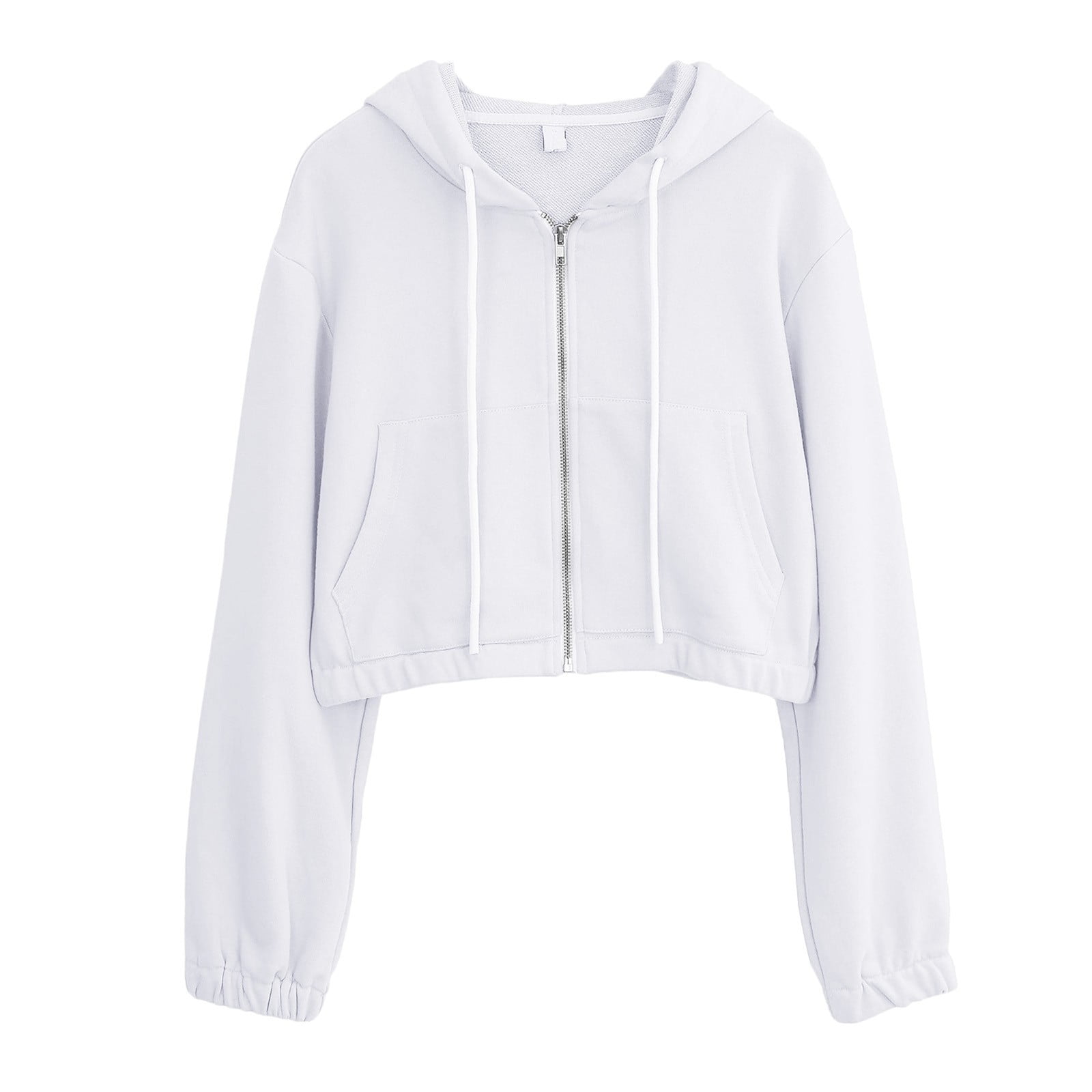 Cropped zip up hoodie white hotsell