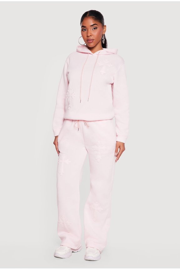 Women's Cross Applique Drawstring Waist Sweatpants