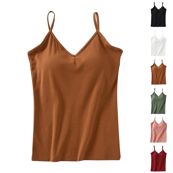 Women's Cross Back Camisole, Built-in Bra V-Neck Sleeveless Top, Sexy Layering Piece for Daily Wear, Date Nights, and Special Occasions, Adjustable Straps-Black