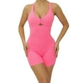 thumbnail image 1 of Women's Cross Back Workout Exercise Yoga Jumpsuit Shorts Bodysuit One Piece Scoop Neck Backless Jumpsuits Bodycon (Large, Hot Pink), 1 of 7