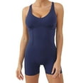 thumbnail image 1 of Women's Cross Back Workout Exercise Yoga Jumpsuit Shorts Bodysuit One Piece Scoop Neck Backless Jumpsuits Slim Fit (S, Navy), 1 of 7