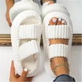 thumbnail image 1 of Women's Cross Band Slippers Fuzzy Soft House Slippers Plush Furry Warm Cozy Open Toe Fluffy Home Shoes Comfy Indoor Outdoor Slip On Breathable, 1 of 3