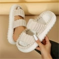 thumbnail image 1 of Women's Cross Band Slippers Soft House Slippers Plush Warm Cozy Open Toe Fluffy Home Shoes Comfy Indoor Outdoor Slip On Breathable, 1 of 2
