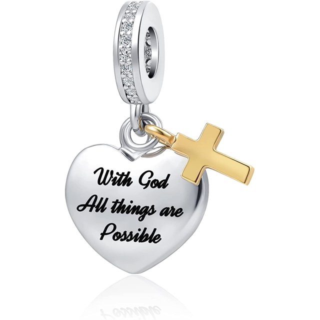 Women's Cross Bible Religious with God All Things are Possible Bead