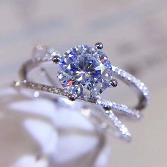 Women's Cross Design Bridal Engagement Ring 1.8 Ct Radiant Cut Diamond 14K White Gold Over