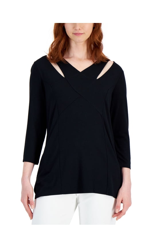Women's Cross-Front Top Deep Black M