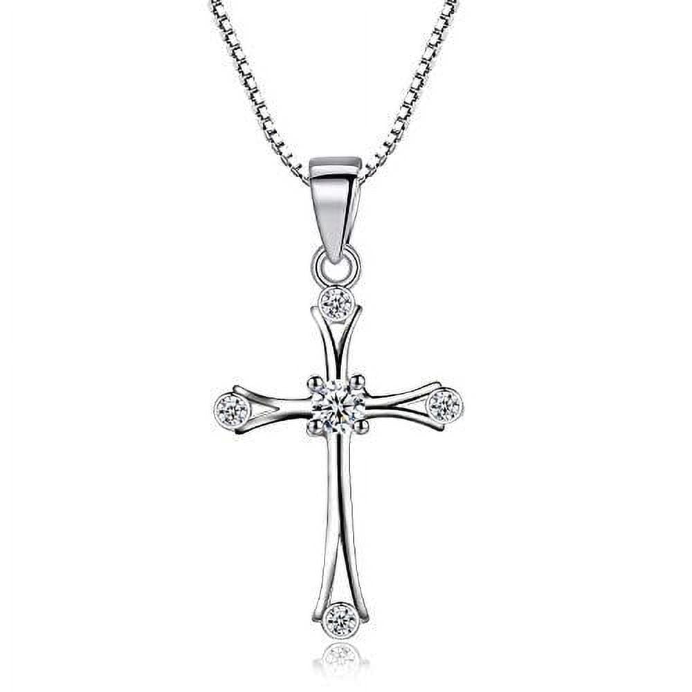 Women's Cross Necklace 925 Sterling Silver, Chain with Cross