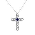 thumbnail image 1 of Women's Cross Necklaces Large Royal Blue White Gold Rhodium Finish CZ Glitz Design, 1 of 3