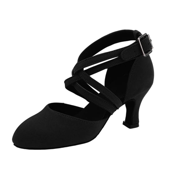 Women's Cross Strap Latin Salsa Ballroom Dance Shoes Closed Toe Pumps,36